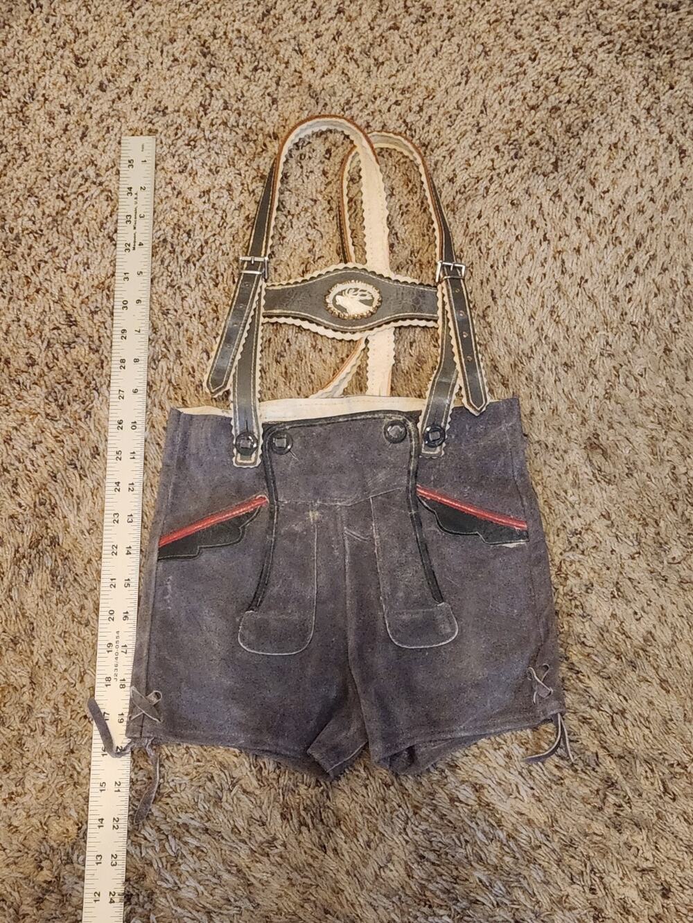 old Suede Lederhosen Shorts Youth German Oktoberfest Bavarian Boy Waist Moose